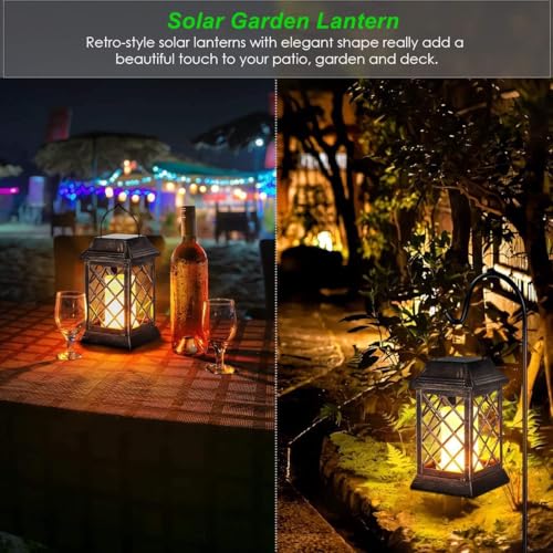 Solar Lantern Lights Dancing Flame Waterproof Hanging Lantern Solar Powered Umbrella LED Night Lights Dusk to Dawn Auto On/Off Landscape Decorative for Garden Patio Deck Yard Path (2Pcs Lantern) by iRonrain - Image 5