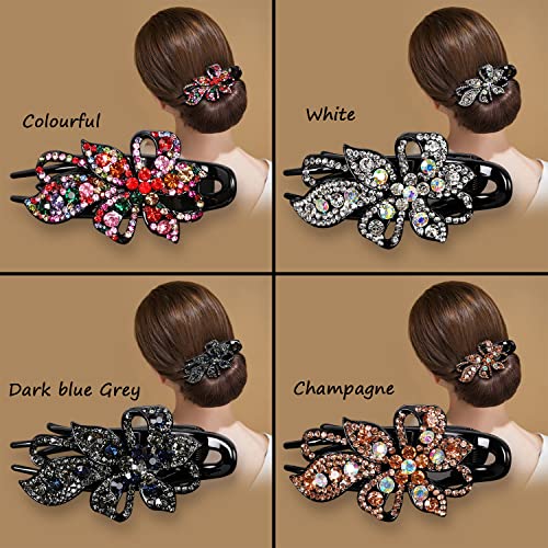 Yusier 4Pcs Duckbill Clip Rhinestone Hair Accessory Diamond Hair Clips With Flower Rhinestone Barrettes Prom Rhinestone Clips For Hair (Flower) #TOP1