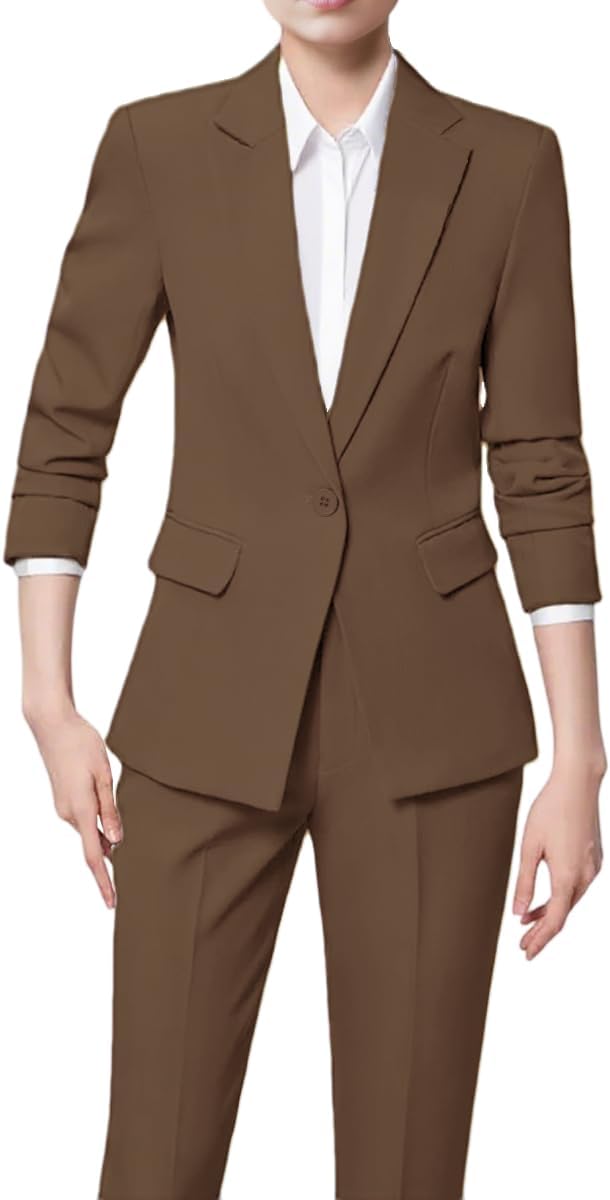 2 Piece Outfits Women Slim Fit Formal Pant Suit for Women Casual Blazer Pant Set Women's Business Suits