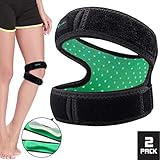 Maxdee 2 Pack Patella Knee Strap, Knee Pain Relief with 3D Silicone Adjustable Knee Band, Knee Brace Stabilizer for Men & Women for Running,Hiking,Weightlifting, Basketball,Riding,Volleyball & Squats