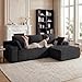 GRUSIGN Cloud Sectional Boneless Couches for Living Room, Modular L Shaped Couch with Deep Seat Oversized Right Facing Chaise, Memory Foam Compressed Spineless 3 Seater Sofa for Apartment, Black