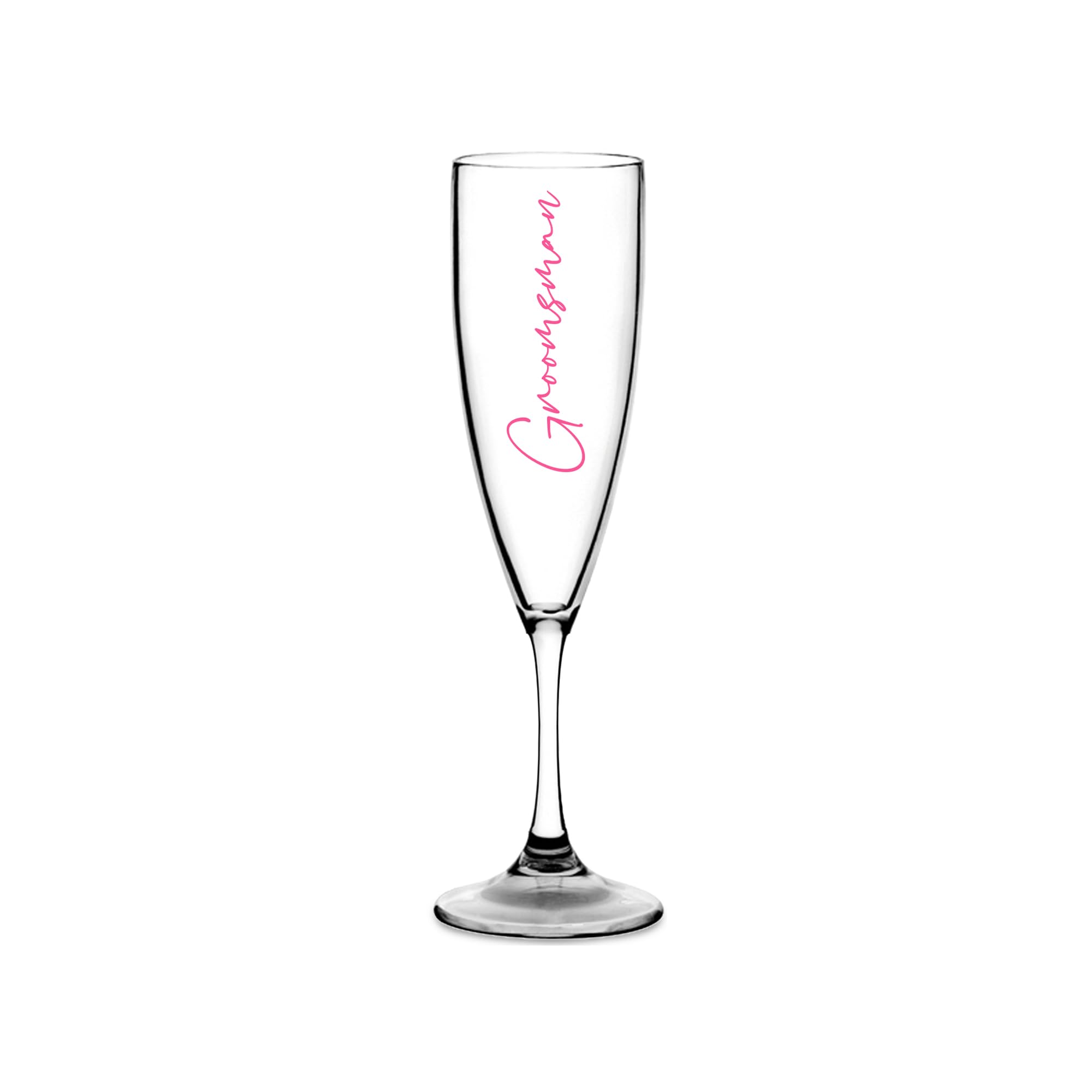 Print Maniacs Champagne Premium Clear Flute Glass Bride Groom Mr Mrs Wedding Maid Honour Wine Cocktail Prosecco Celebrations Gift (Baby Pink, Groomsmen)