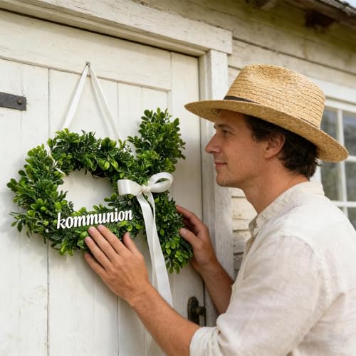 Couronne de buis extérieur haut de gamme feuillage dense réaliste - 4