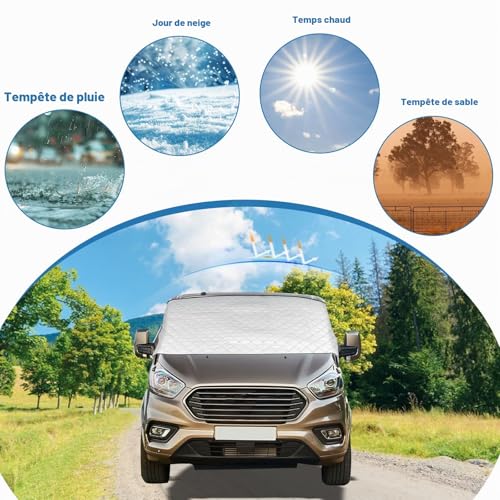 Couverture de pare-brise pour Ford Transit Custom pare-soleil hiver magnétique - 7