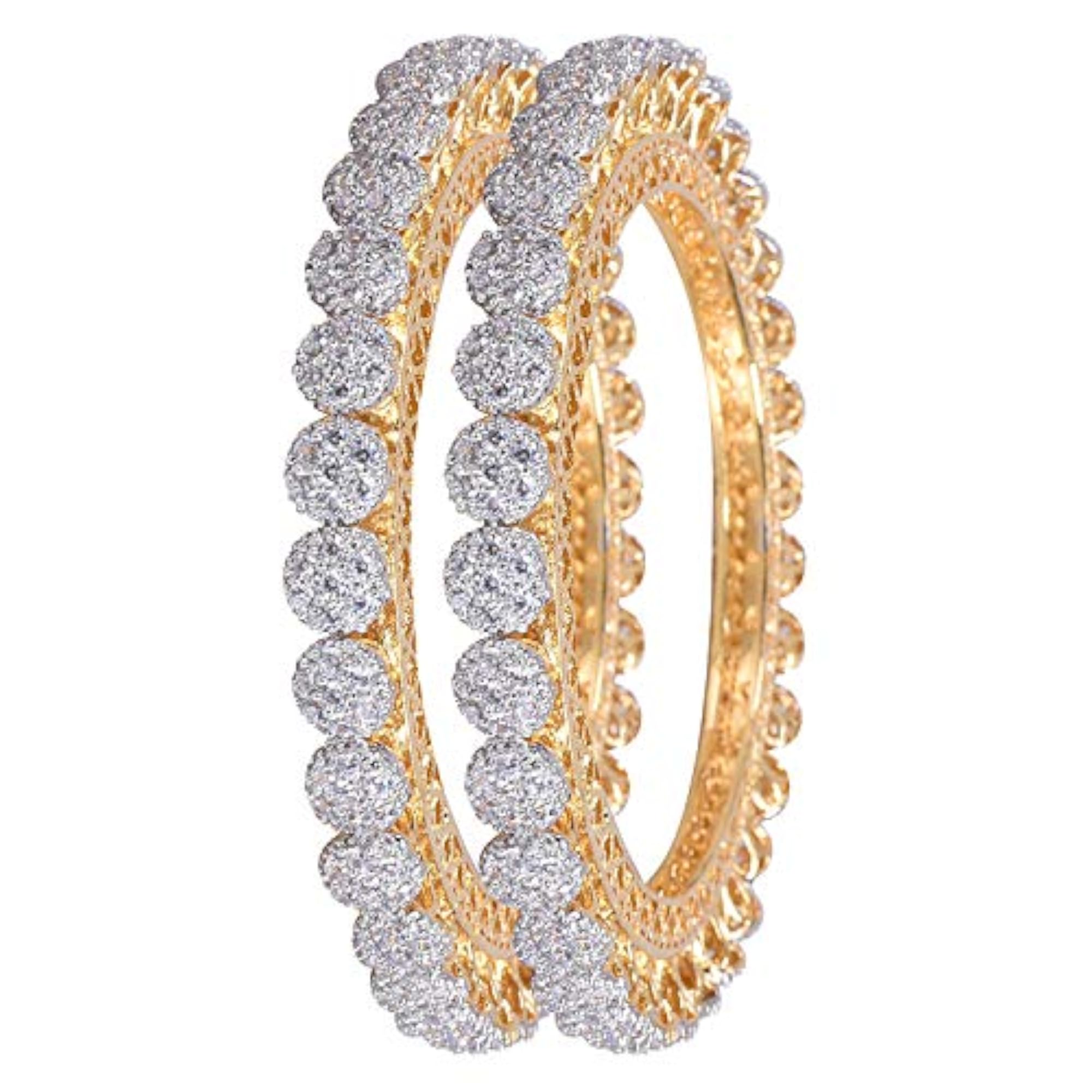 Women's American Diamond Gold Plated CZ Pacheli Kada Bangles