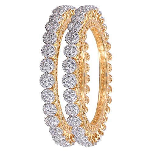 Image of RATNAVALI JEWELS American Diamond Gold Plated CZ /Diamond Pacheli Kada Bangles for Women /Girls RV3191