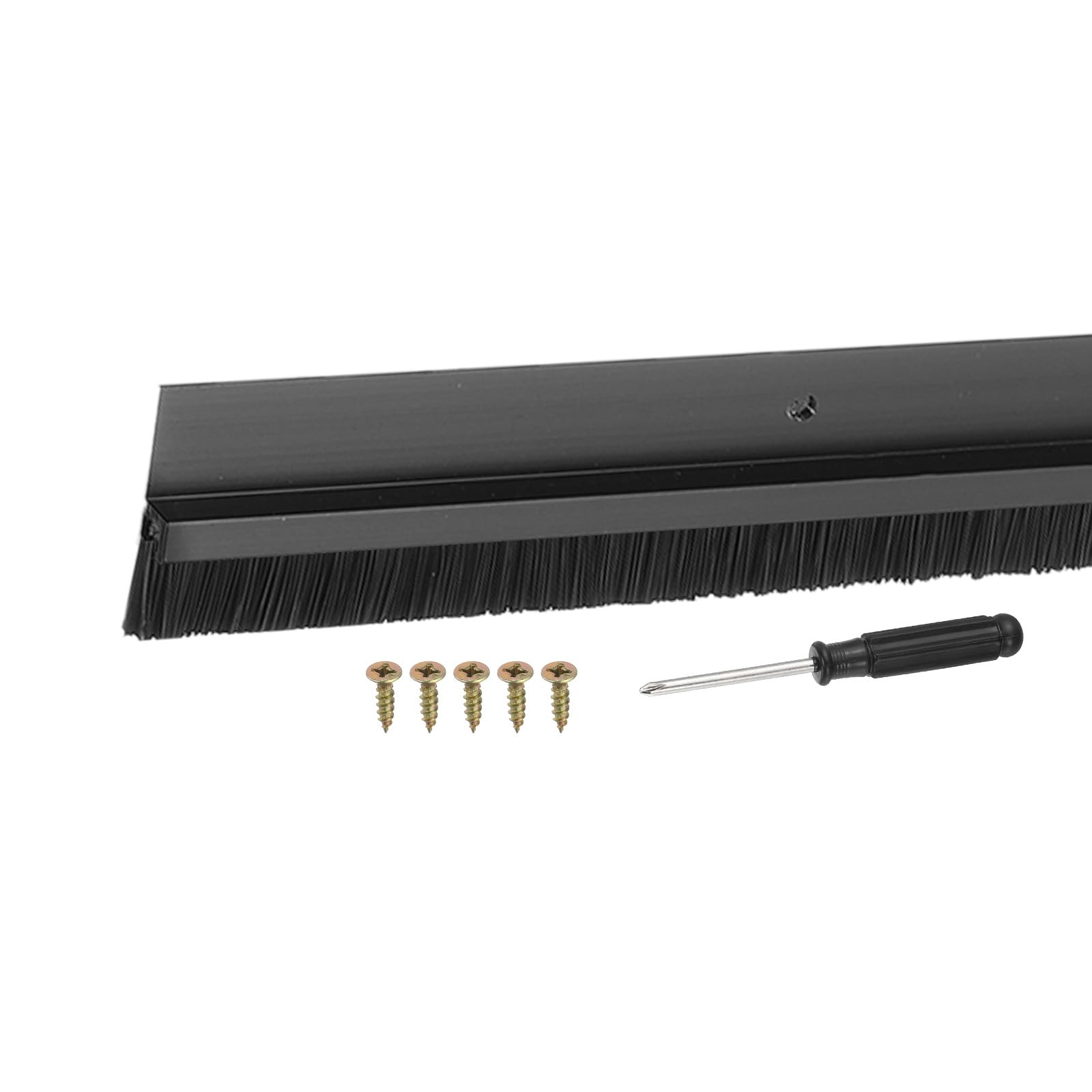 YELARXI Door Sweep Aluminum Alloy Brush Sweeps, 0.6 Inch Black PP Brush 39"L x 1.6"W Fit for Gaps of Door Bottom