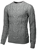 H2H Mens Casual Slim Fit Pullover Sweaters Knitted Long Sleeve Basic Designed, Cmoswl078-gray, Medium