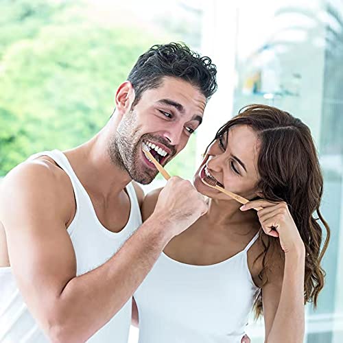 FINEVERNEK 12 Pack Bambus Zahnbürst Holz Zahnbürste Nachhaltige, Biologisch BPA-frei, Biologisch Abbaubar, Umweltfreundlich, Vegan, Unabhängige Verpackung