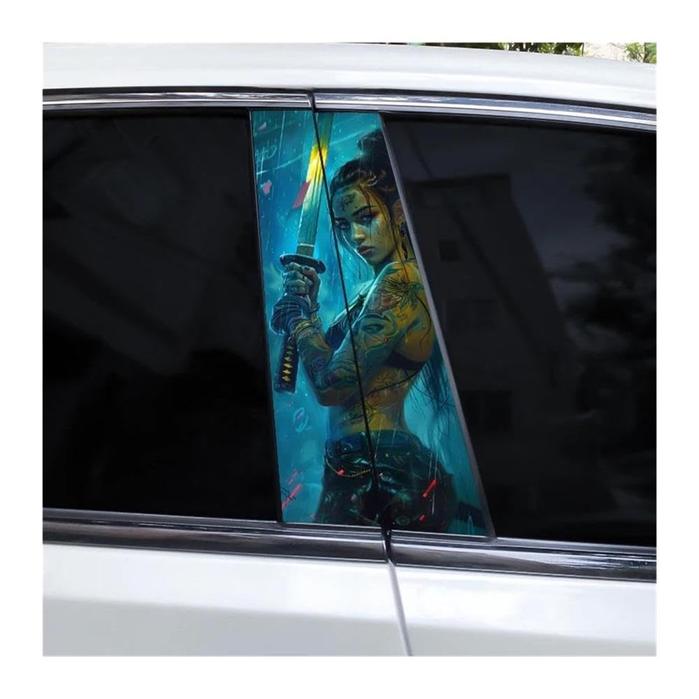 Decorative Items 2pcs Masks Female Samurai Car B-Pillar Waterproof Decal(B)
