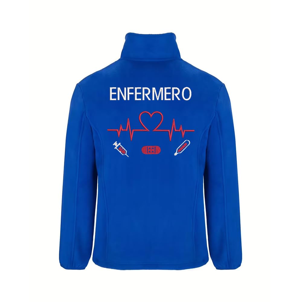 Forro Polar Bordado Hombre Personalizado. Modelo LÍNEA DE Vida-CORAZÓN. Ideal para Sanitarios. Regalos Personalizados. con Cremallera y Bolsillos. Regalos TPMAS