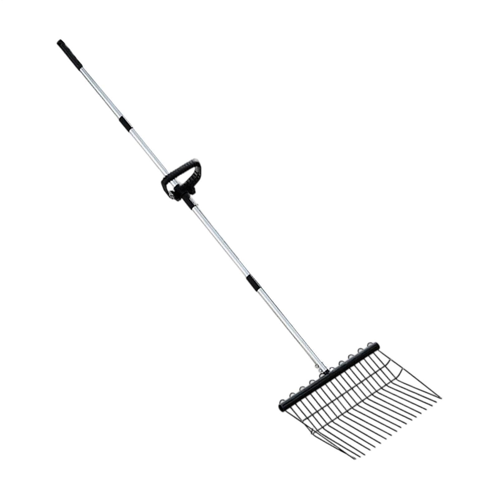 Rastrillo Metálico Escarificador Herramienta Ajustable Ergonómica Para | Rastrillo Jardín Mango Largo Para Jardín Césped Arbustos Residuos Agujas Pino Exterior Limpieza