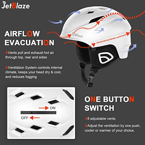 Jetblaze Snow Helmet, Ski Helmet, Snowboard Helmet For Men Women Youth (White, L) #TOP2