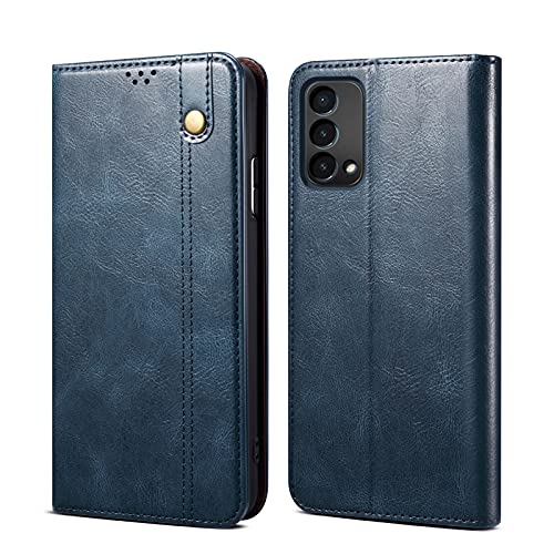 Wallet Case for OnePlus Nord N200 5G Case, 1+Nord N200 Glossy PU Leather Magnetic Flip Back Cover Built-in Card Holder Slot Stand for One Plus Nord N 200 5G (Blue)