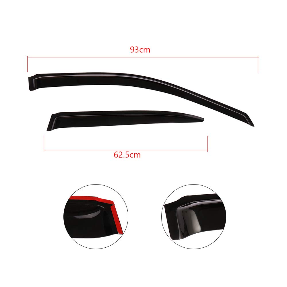 Smoke Window Visors For 2001-2005 Honda Civic Sedan 4 Door - Rain Guards & Deflectors, ABS Material By Geartronics