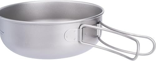 Miniatura 2 de iBasingo Juego de 3 piezas de ollas de titanio para acampar con mango plegable, juegos de ollas de cocina para campamento al aire libre