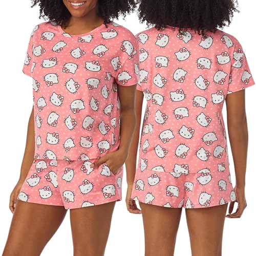 Image of Richard Leeds International Womens 2 Piece Pajama Set - Disney | Hello Kitty | Snoopy - Short Sleeve Top & Shorts Lounge Sets