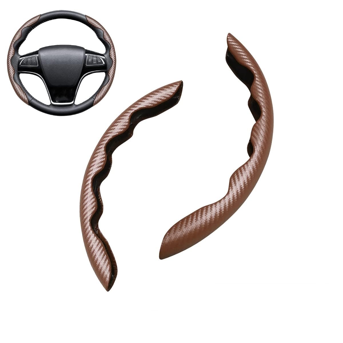 Car Steering Wheel Cover for Skoda Slavia Concept 2020-2020, Anti-Skid Breathable Segmented Steering Wheel Protector Car Interior Accessories,Brown