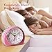 MEKO Alarm Clocks for Bedrooms, Small Battery Powered Travel Alarm Clock with Snooze and Nightlight, Silent No Ticking Bedside Clock(Pink)