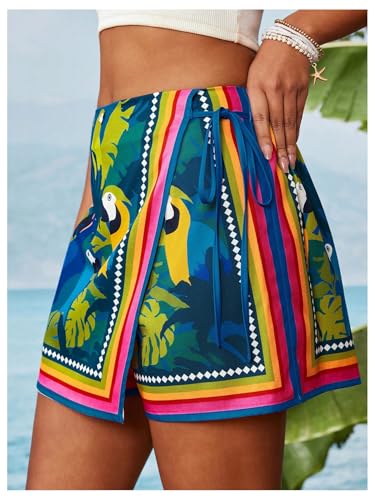 Image of SweatyRocks Women's Boho Mini Skirts Floral Shorts Tie Side Wrap Skorts
