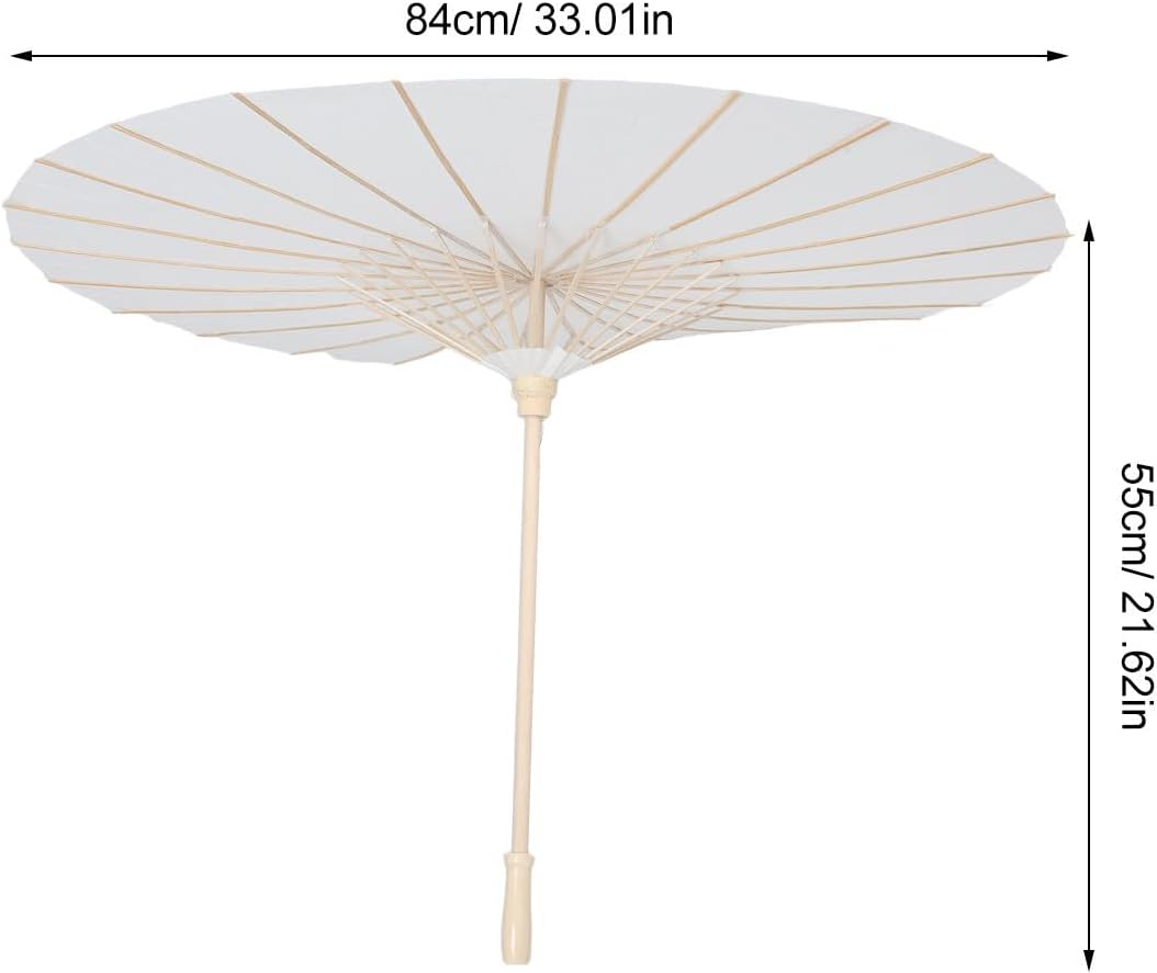 4pcs Large White Oil Paper Umbrella for DIY Painting and Bridal Shower, 33 Inch Chinese Japanese Style Paper Parasol with Wood Frame, Sturdy and Elegant Sun Protection for Indoor