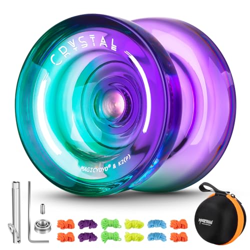 YOSTAR JoJo Yoyo Professionnel K2 Cristal Responsive pour Enfants, Trick Double Usage avec Ralenti, Non Responsable avec Roulement à Billes + 12