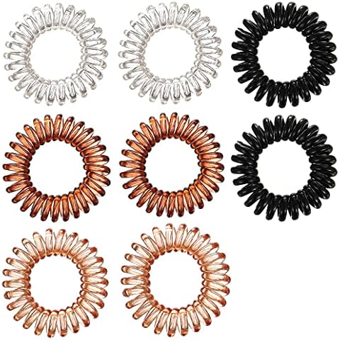 Smukdoo Spiral Hair Ties,8 PCS Plastic Hair Coil Bands Telephone Cord Bobbles Hairbands Elastic Spiral Ponytail Holder for Women Girls Cover