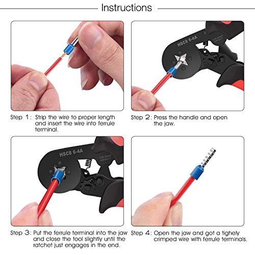 Ferrule Crimping Tools Wire Pliers - 1800 PCS Wire Ferrules with Crimpers Pliers Kit for Electricians, Adjustable Ratchet Tools with Terminals Connectors AWG 28-7, 0.08-10mm² - Thumbnail 7