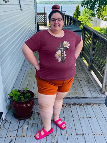 HDLTE Plus Size Womens Country Shirts Funny Western Graphic Tees Short Sleeve Flower Tops Blouses Casual Summer T-Shirt2