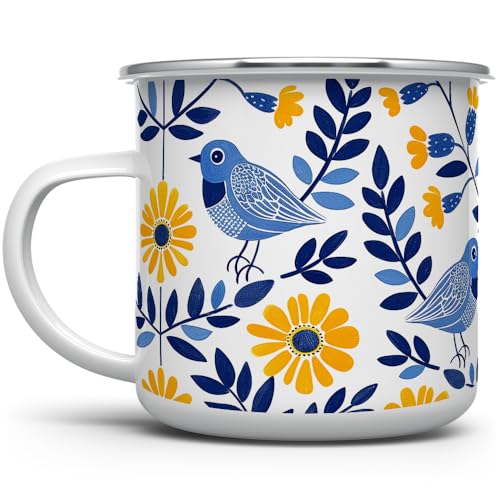 Taza camping esmaltada Loftipop floral 12oz miniatura 1