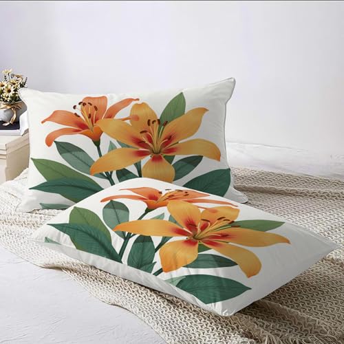 Housse de couette lys hawaïen infroissable lit enfant microfibre 3D - 7