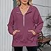 Oversized Hoodies for Women 1/4 Zip Up Long Sleeve Pullover Sweatershirt Casual Half Zipper Sweater with Pockets (Wine Red,Large)