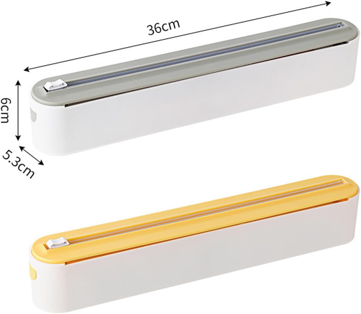 Magnetic Wrap Dispenser with Cutter, Space-Saving 4-in-1 Kitchen Organizer, Easy One-Hand Operation, for Worktops & Cabinets (White*2+Plastic wrap*2)