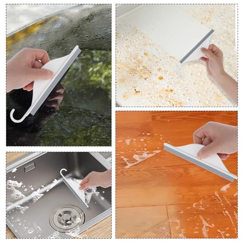 Image of Sink Squeegee, Mini Squeegee with Hanging Hook, Silicone Mirror Squeegees, Bathroom Squeegees for Shower Cleaning Sink, Bathroom, Glass, Car Windows Wiper Scraper