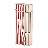 Classic Narrow Butane Lighter Metal Side Slide Lgnition Refillable Soft Flame Lighter for Women and Men Collection (Gold Red)