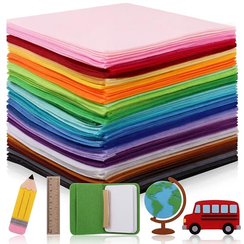 Image of Moukeren 180 Pcs 9.8 X 9.8 Inch Felt Sheets, 20 Colors | Stiff Fabric Squares Ideal Craft Sewing, DIY Patchwork Projects, Nonwoven Material, Bulk Supply Holiday and Festival Decor