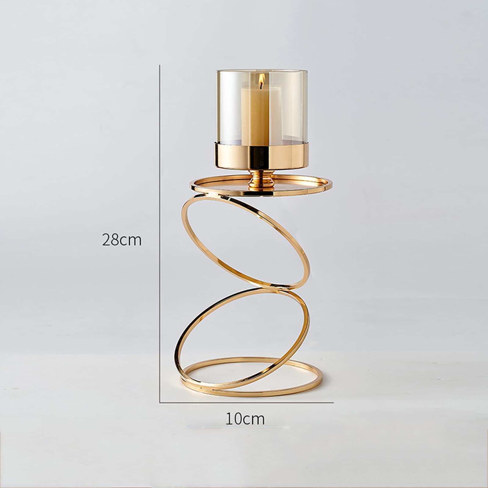 Supporto per Portacandele in Oro, Portacandele in Metallo E Vetro, Romantico Portacandele A Lume di Candela per La Festa di Compleanno di Natale di San Valentino,H: 28cm