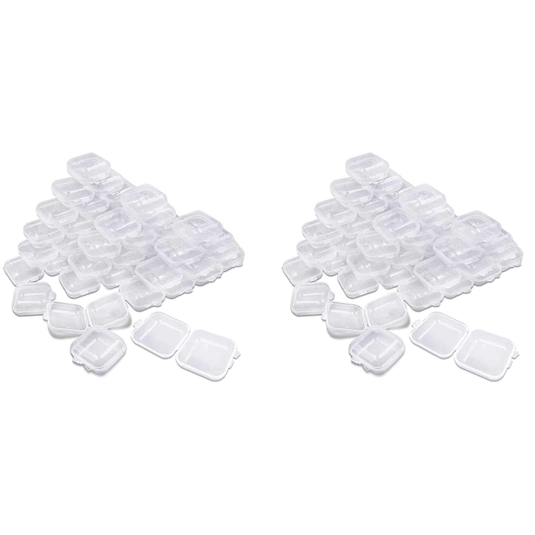 Hndhbfgrt 100Packs Small Clear Plastic Storage Containers, Case with Lids for Small Items and Other Craft Projects
