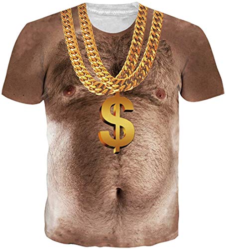 Loveternal Funny T-Shirts for Men 3D Tee Shirt Hairy Chest Graphic Casual Lovely Graphic Summer Short Sleeve T-Shirt XXL