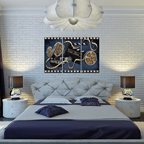 Image of RyounoArt Home Movie Theater Wall Decor Cinema Movie Film Painting Pictures Family Entertainment Media Room Canvas Wall Art Ready to Hang