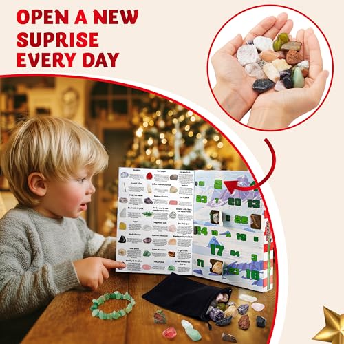 JOYIN 2025 Christmas Advent Calendar Gemstones, 24 Days Christmas Countdown Calendar, Rock Collection Gemstones for Kids, Xmas Party Favors Supplies, Classroom Prizes, Fun Gifts – Image 5