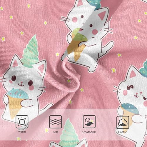 Wusikd Cute White Cat Girls' Underwear Cotton Colorful Ice Cream Girls Briefs Soft Toddler Underwear 2T3