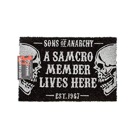 Sons Of Anarchy Puerta Mat Negro cráneo SAMCRO Un tamaño