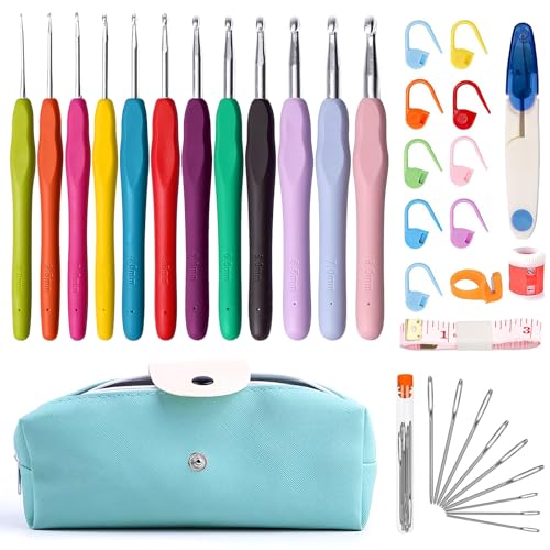 Reviews de Kits para tejer con aguja de lengüeta Top 10. 47 Ganchillos para Crochet, 37 Piezas Agujas Ergonómicas de Mangos de Goma Suaves, 2mm-8mm Kit de Tejer Crochet para Novatos y Profesionales, Fiesta, Cumpleaños, Mujer, Madre...