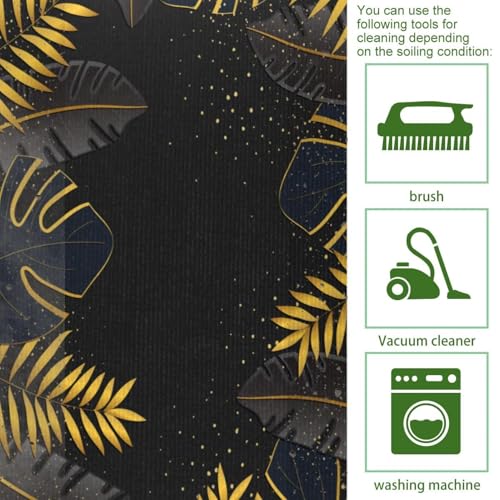Tapete de cocina VAPOKF de 2 piezas, juego de alfombras lavables y absorbentes con hojas oscuras 5