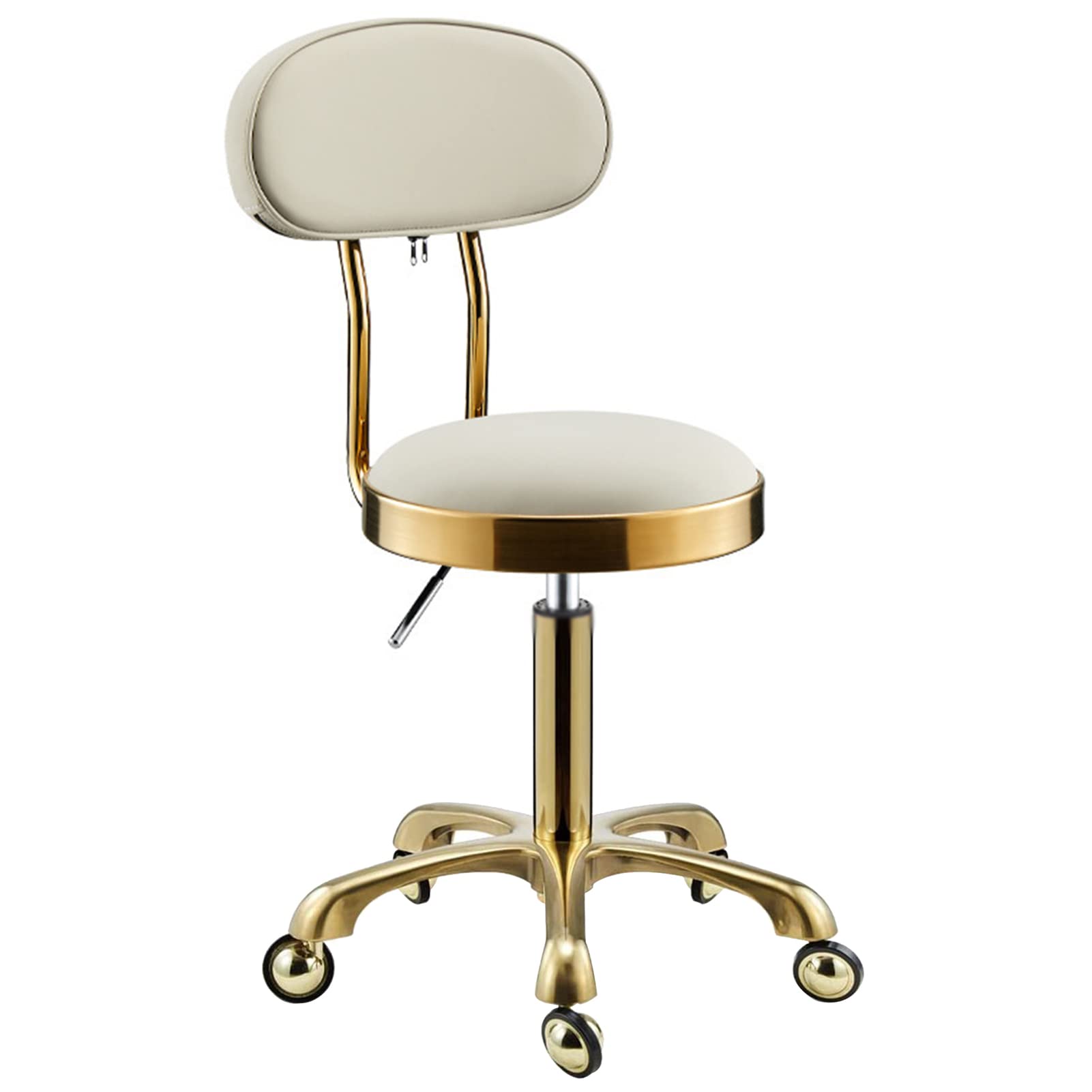 Poltrona Moderna Girevole a 360° Beauty Barber Shop Salon con Schienale e Cuscinetti in PU, Regolabile in Altezza 44-59 cm, Bianco Decoration