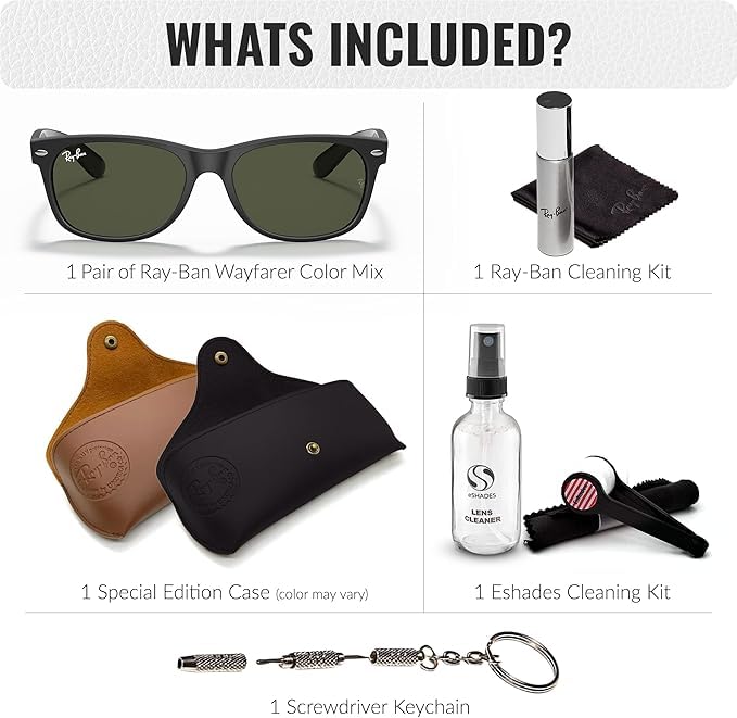 Image of Ray-Ban RB2132 NEW WAYFARER COLOR MIX Square Shaped Sunglasses for Men & Women with Official RAYBAN Eyewear Kit
