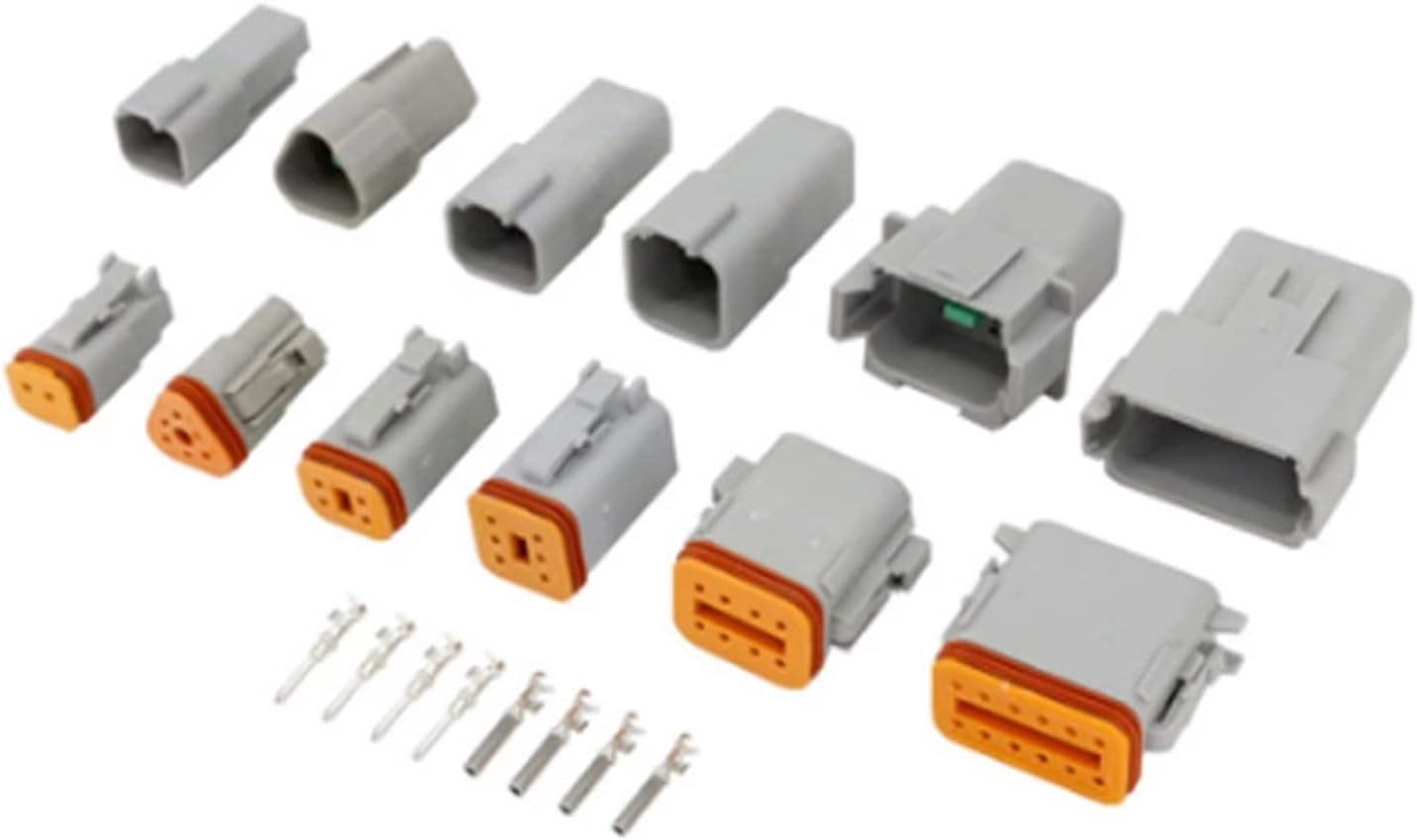 100 Sets DT06/DT04 2/3/4/6/8/12 Pin Engine/Gearbox Waterproof Electrical Connector Compatible With Car, Compatible With Bus, Compatible With Motor, Compatible With Truck(Gray 3P 100 sets)