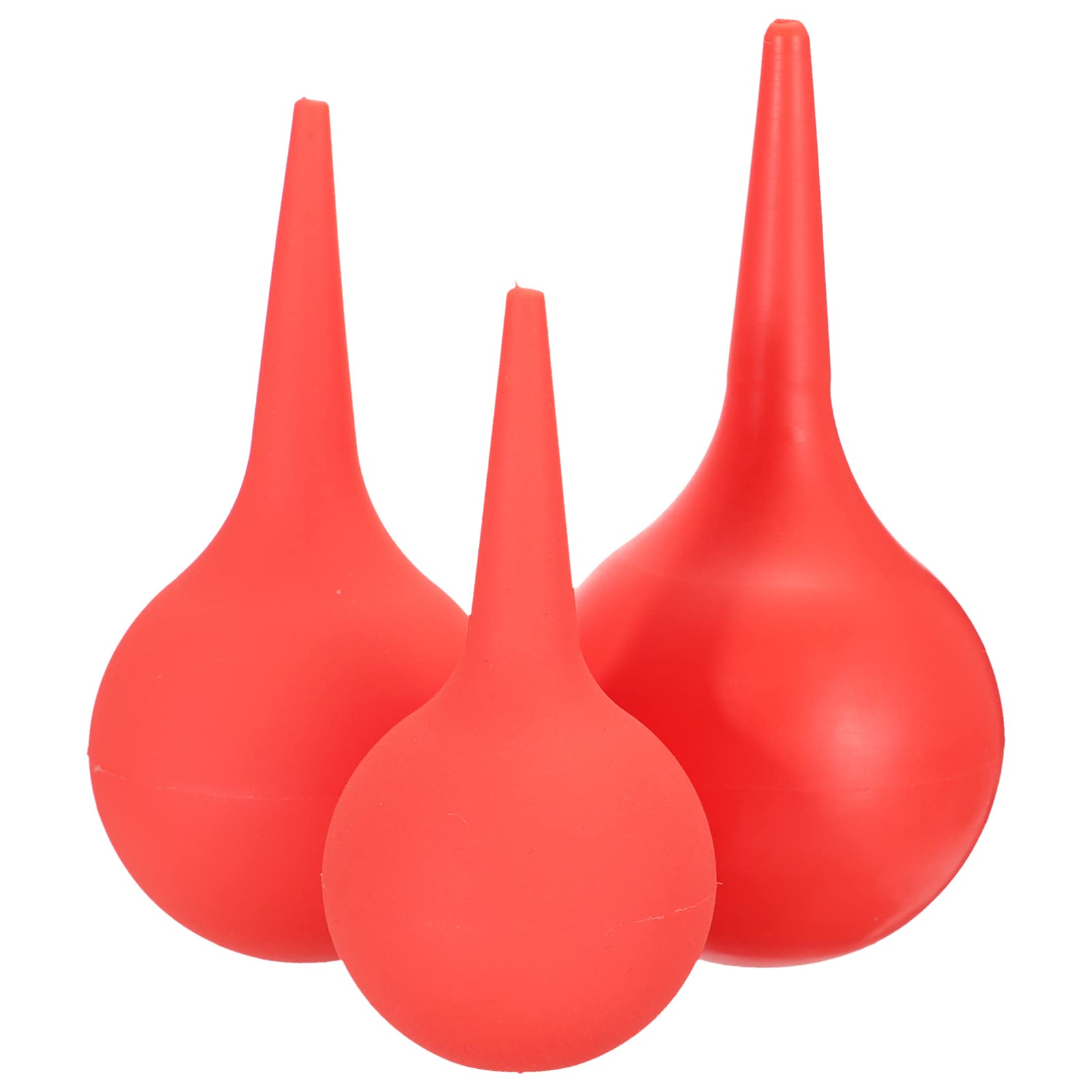 Healifty Ear Syringe Pack of 3 - 30/60/90ml Hand Bulb Syringe for Infants & Adults, Rubber Ear Washing Squeeze Bulb, Ear Washing Removal Tool Ear Syringe (Red)