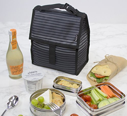 Packit Freezable Lunch Bag With Zip Closure, Gray Stripe 8-Inch #TOP5